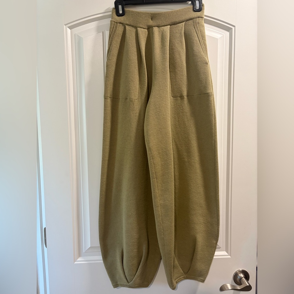 Free People Olive Green Knit Balloon Joggers